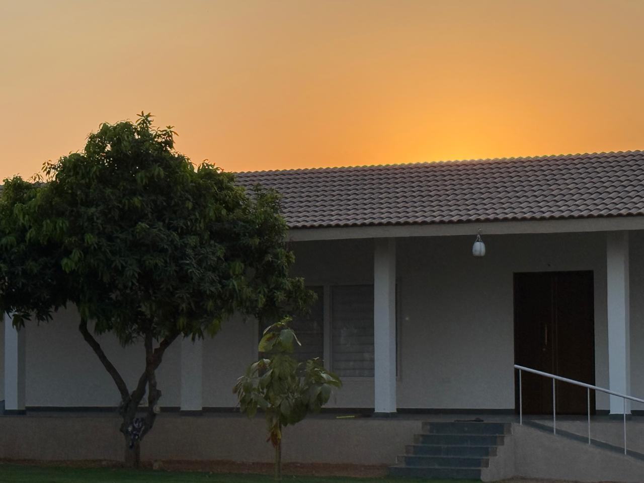 Late evening sunset view along the internal road